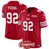 Men's San Francisco 49ers #92 Chase Young Red 2023 F.U.S.E. NFC West Champions Patch Stitched Football Jersey - Custom Name