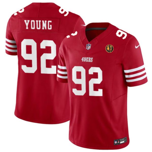 Men's San Francisco 49ers #92 Chase Young Red 2023 F.U.S.E. With John Madden Patch Vapor Limited Stitched Football Jersey - Custom Name