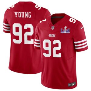 Men's San Francisco 49ers #92 Chase Young Red F.U.S.E. Super Bowl LVIII Patch Vapor Untouchable Limited Stitched Football Jersey - Custom Name