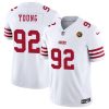 Men's San Francisco 49ers #92 Chase Young White 2023 F.U.S.E. With John Madden Patch Vapor Limited Stitched Football Jersey - Custom Name