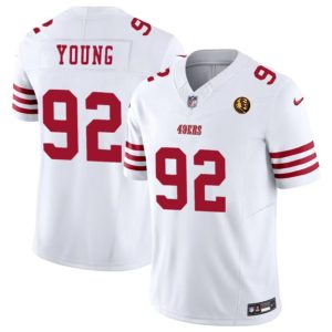 Men's San Francisco 49ers #92 Chase Young White 2023 F.U.S.E. With John Madden Patch Vapor Limited Stitched Football Jersey - Custom Name