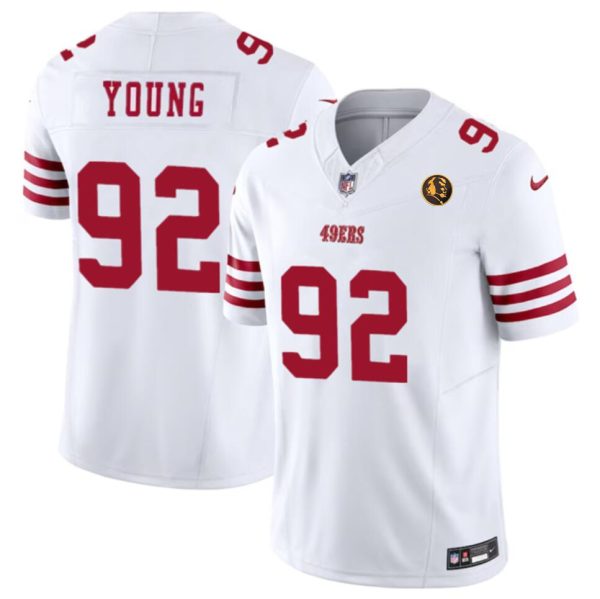 Men's San Francisco 49ers #92 Chase Young White 2023 F.U.S.E. With John Madden Patch Vapor Limited Stitched Football Jersey - Custom Name