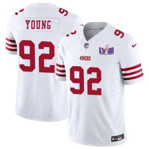 Men's San Francisco 49ers #92 Chase Young White F.U.S.E. Super Bowl LVIII Patch Vapor Untouchable Limited Stitched Football Jersey - Custom Name
