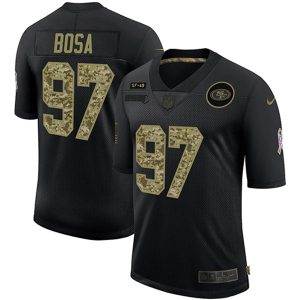 Men's San Francisco 49ers #97 Nick Bosa 2020 Black NFL Camo Salute To Service Limited Stitched Jersey - Custom Name