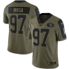 Men's San Francisco 49ers #97 Nick Bosa 2021 Olive Camo Salute To Service Limited Stitched Jersey - Custom Name