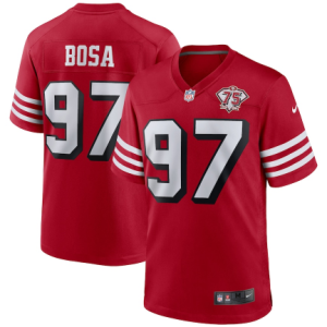 Men's San Francisco 49ers #97 Nick Bosa 2021 Scarlet 75th Anniversary Alternate Game Jersey - Custom Name