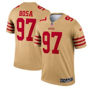 Men's San Francisco 49ers #97 Nick Bosa 2022 New Gold Inverted Legend Stitched Football Jersey - Custom Name