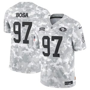 Men's San Francisco 49ers #97 Nick Bosa 2024 F.U.S.E Arctic Camo Salute to Service Limited Stitched Football Jersey - Custom Name