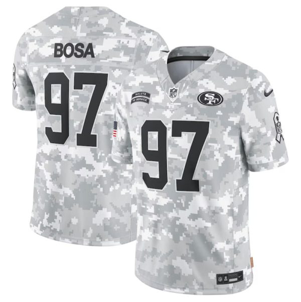 Men's San Francisco 49ers #97 Nick Bosa 2024 F.U.S.E Arctic Camo Salute to Service Limited Stitched Football Jersey - Custom Name