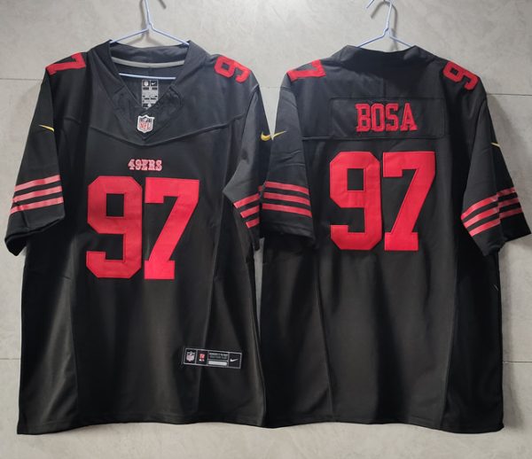 Men's San Francisco 49ers #97 Nick Bosa Black 2023 F.U.S.E. Vapor Untouchable Limited Stitched Football Jersey - Custom Name