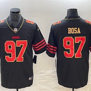 Men's San Francisco 49ers #97 Nick Bosa Black Gold Stitched Jersey - Custom Name