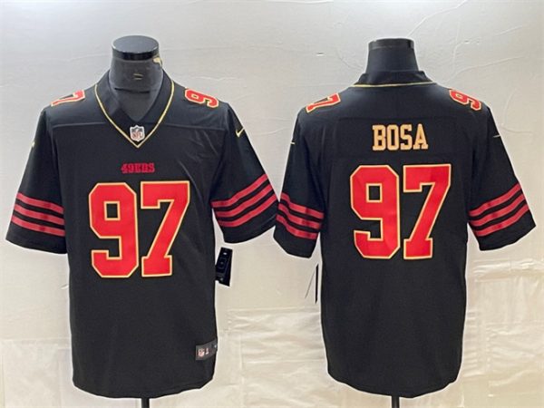 Men's San Francisco 49ers #97 Nick Bosa Black Gold Stitched Jersey - Custom Name