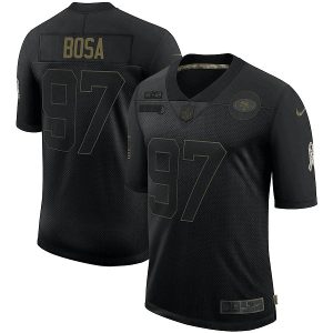 Men's San Francisco 49ers #97 Nick Bosa Black NFL 2020 Salute To Service Limited Stitched Jersey - Custom Name