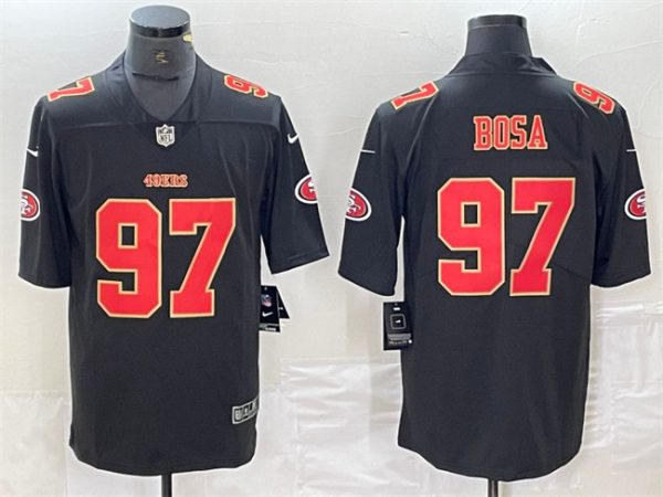 Men's San Francisco 49ers #97 Nick Bosa Black Vapor Untouchable Limited Stitched Jersey - Custom Name