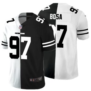 Men's San Francisco 49ers #97 Nick Bosa Black & White NFL Split Limited Stitched Jersey - Custom Name