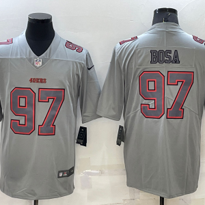 Men's San Francisco 49ers #97 Nick Bosa Grey Atmosphere Fashion Stitched Jersey - Custom Name