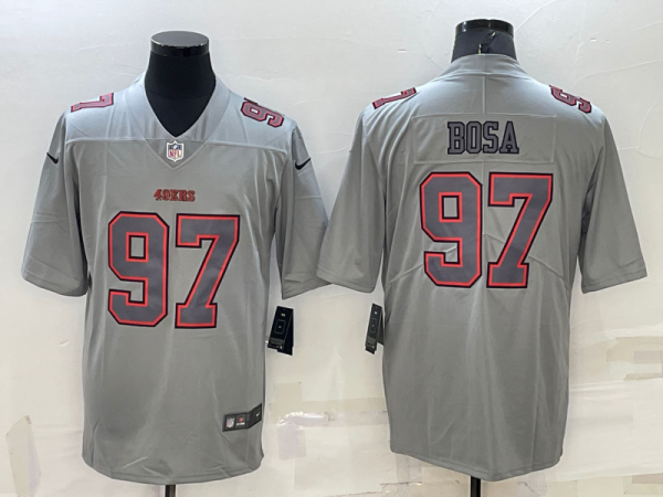 Men's San Francisco 49ers #97 Nick Bosa Grey Atmosphere Fashion Stitched Jersey - Custom Name