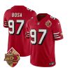 Men's San Francisco 49ers #97 Nick Bosa Red 2023 F.U.S.E. 50th Patch Throwback Stitched Football Jersey - Custom Name