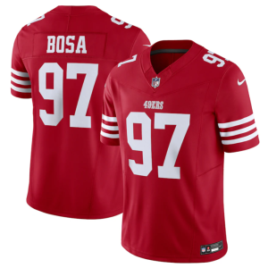 Men's San Francisco 49ers #97 Nick Bosa Red 2023 F.U.S.E. Vapor Untouchable Limited Stitched Football Jersey - Custom Name