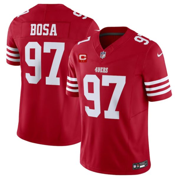 Men's San Francisco 49ers #97 Nick Bosa Red 2023 F.U.S.E. With 2-Star C Patch Vapor Untouchable Limited Stitched Football Jersey - Custom Name