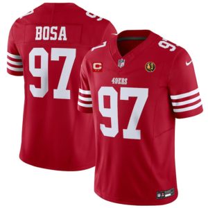 Men's San Francisco 49ers #97 Nick Bosa Red 2023 F.U.S.E. With 2-star C Ptach And John Madden Patch Vapor Limited Stitched Football Jersey - Custom Name