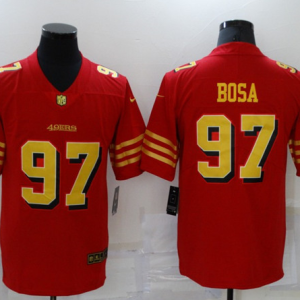 Men's San Francisco 49ers #97 Nick Bosa Red Gold Vapor Untouchable Limited Stitched Jersey - Custom Name