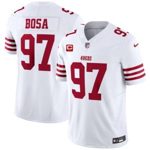 Men's San Francisco 49ers #97 Nick Bosa White 2023 F.U.S.E. With 2-Star C Patch Vapor Untouchable Limited Stitched Football Jersey - Custom Name