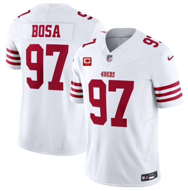 Men's San Francisco 49ers #97 Nick Bosa White 2023 F.U.S.E. With 2-Star C Patch Vapor Untouchable Limited Stitched Football Jersey - Custom Name
