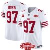 Men's San Francisco 49ers #97 Nick Bosa White 2023 F.U.S.E. With 2-star C Patch And NFC West Champions Patch Stitched Football Jersey - Custom Name