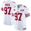 Men's San Francisco 49ers #97 Nick Bosa White F.U.S.E. Super Bowl LVIII Patch And 2-star C Patch Vapor Untouchable Limited Stitched Football Jersey - Custom Name