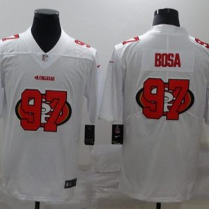 Men's San Francisco 49ers #97 Nick Bosa White Shadow Logo Limited Stitched Jersey - Custom Name