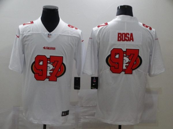 Men's San Francisco 49ers #97 Nick Bosa White Shadow Logo Limited Stitched Jersey - Custom Name