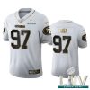 Men's San Francisco 49ers #97 Nick Bosa White With Super Bowl Patch 100th Season Golden Edition Limited Stitched NFL Jersey - Custom Name