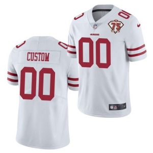 Men's San Francisco 49ers ACTIVE PLAYER Custom 2021 With 75th Anniversary Patch White NFL Limited Stitched Jersey - Custom Name