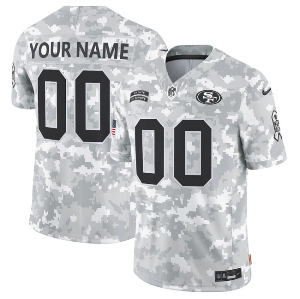 Men's San Francisco 49ers Active Player Custom 2024 F.U.S.E Arctic Camo Salute to Service Limited Stitched Football Jersey - Custom Name
