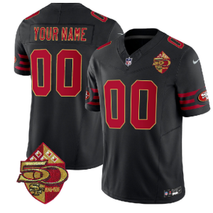Men's San Francisco 49ers Active Player Custom Black 2023 F.U.S.E. 50th Patch Throwback Stitched Football Jersey - Custom Name