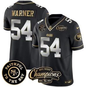Men's San Francisco 49ers Active Player Custom Black Faithful & 2023 F.U.S.E. West Champions Patch Vapor Limited Stitched Football Jersey1 - Custom Name
