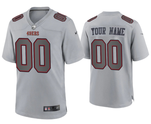 Men's San Francisco 49ers Active Player Custom Grey Atmosphere Fashion Stitched Game Jersey - Custom Name