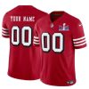 Men's San Francisco 49ers Active Player Custom New Red F.U.S.E. Super Bowl LVIII Patch Vapor Untouchable Limited Stitched Football Jersey - Custom Name