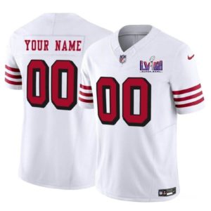 Men's San Francisco 49ers Active Player Custom New White F.U.S.E. Super Bowl LVIII Patch Vapor Untouchable Limited Stitched Football Jersey - Custom Name