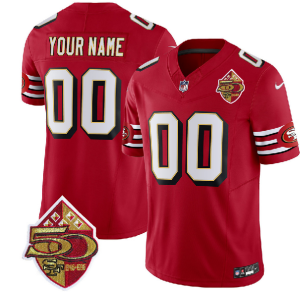 Men's San Francisco 49ers Active Player Custom Red 2023 F.U.S.E. 50th Patch Vapor Limited Stitched Football Jersey - Custom Name