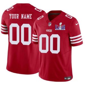 Men's San Francisco 49ers Active Player Custom Red F.U.S.E. Super Bowl LVIII Patch Vapor Untouchable Limited Stitched Football Jersey - Custom Name