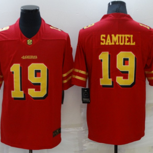 Men's San Francisco 49ers Active Player Custom Red Gold Vapor Untouchable Limited Stitched Football Jersey - Custom Name