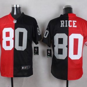 Men's San Francisco 49ers Active Player Custom Split Red-Black Two Tone Las Vegas Raiders Stitched Football Jersey - Custom Name