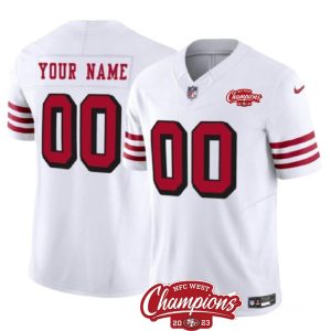Men's San Francisco 49ers Active Player Custom White 2023 F.U.S.E. NFC West Champions Patch Alternate Stitched Football Jersey - Custom Name