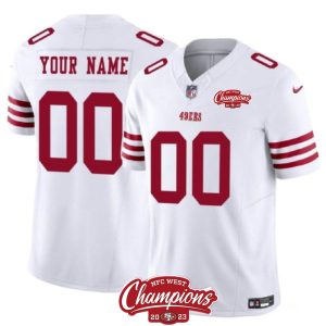 Men's San Francisco 49ers Active Player Custom White 2023 F.U.S.E. NFC West Champions Patch Stitched Football Jersey - Custom Name