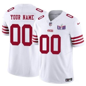 Men's San Francisco 49ers Active Player Custom White F.U.S.E. Super Bowl LVIII Patch Vapor Untouchable Limited Stitched Football Jersey - Custom Name