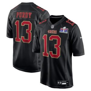 Men's San Francisco 49ers Customized Black 2024 Super Bowl LVIII Patch Stitched Game Jersey - Custom Name