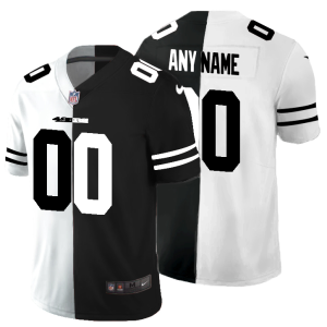 Men's San Francisco 49ers Customized Black & White Split Limited Stitched Football Jersey - Custom Name