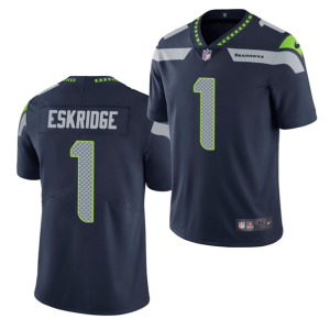 Men's Seattle Seahawks #1 D'Wayne Eskridge Navy Vapor Untouchable Limited Stitched Jersey - Custom Name